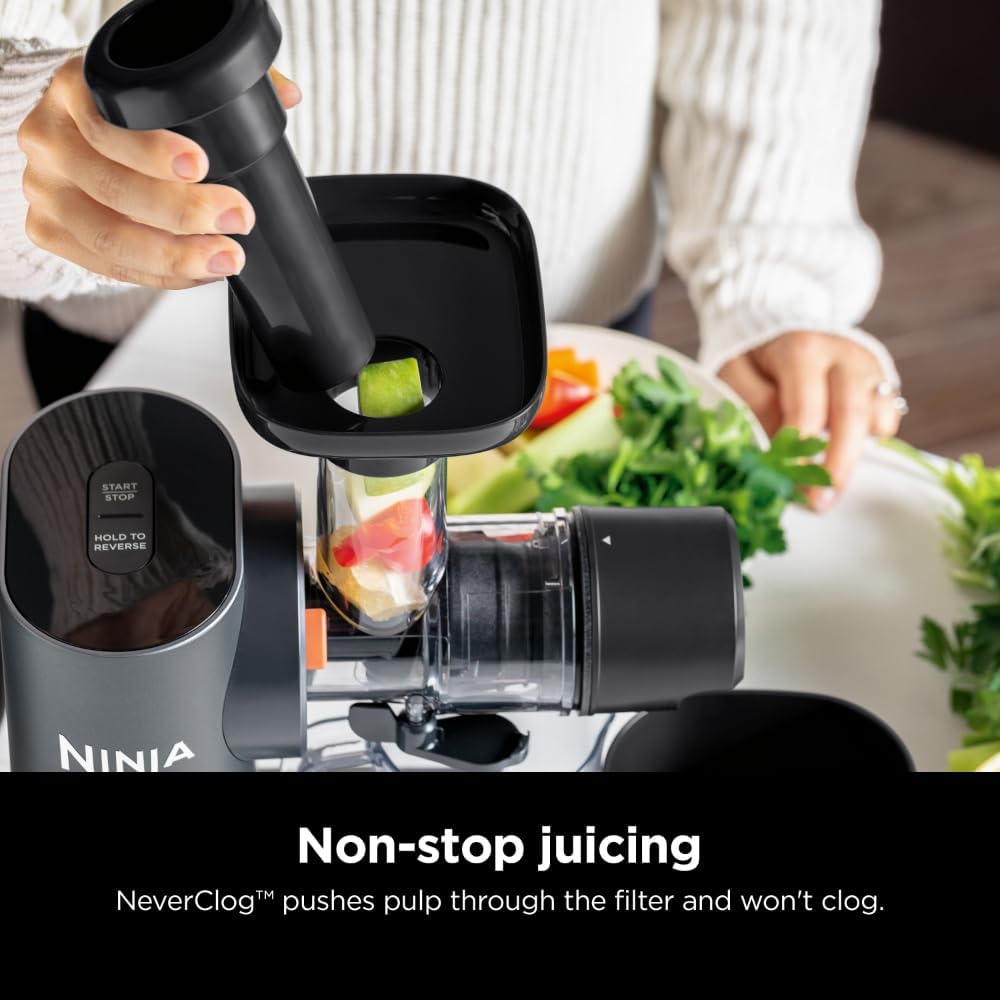 Ninja JC151 NeverClog Cold Press Juicer, Total Pulp Control, Dishwasher Safe X162