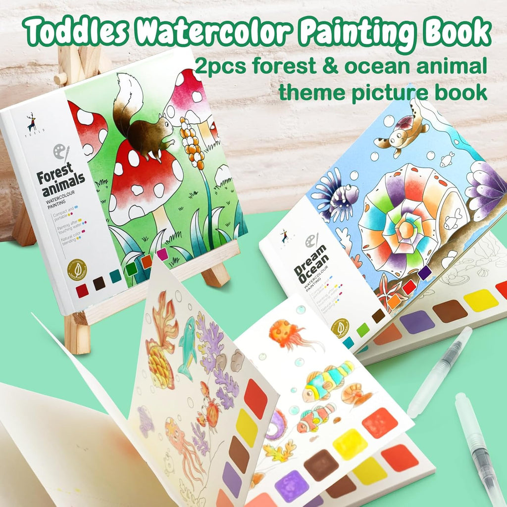 Watercolor Coloring Books for Kids Ages 4-8 with Paint Sets Z203