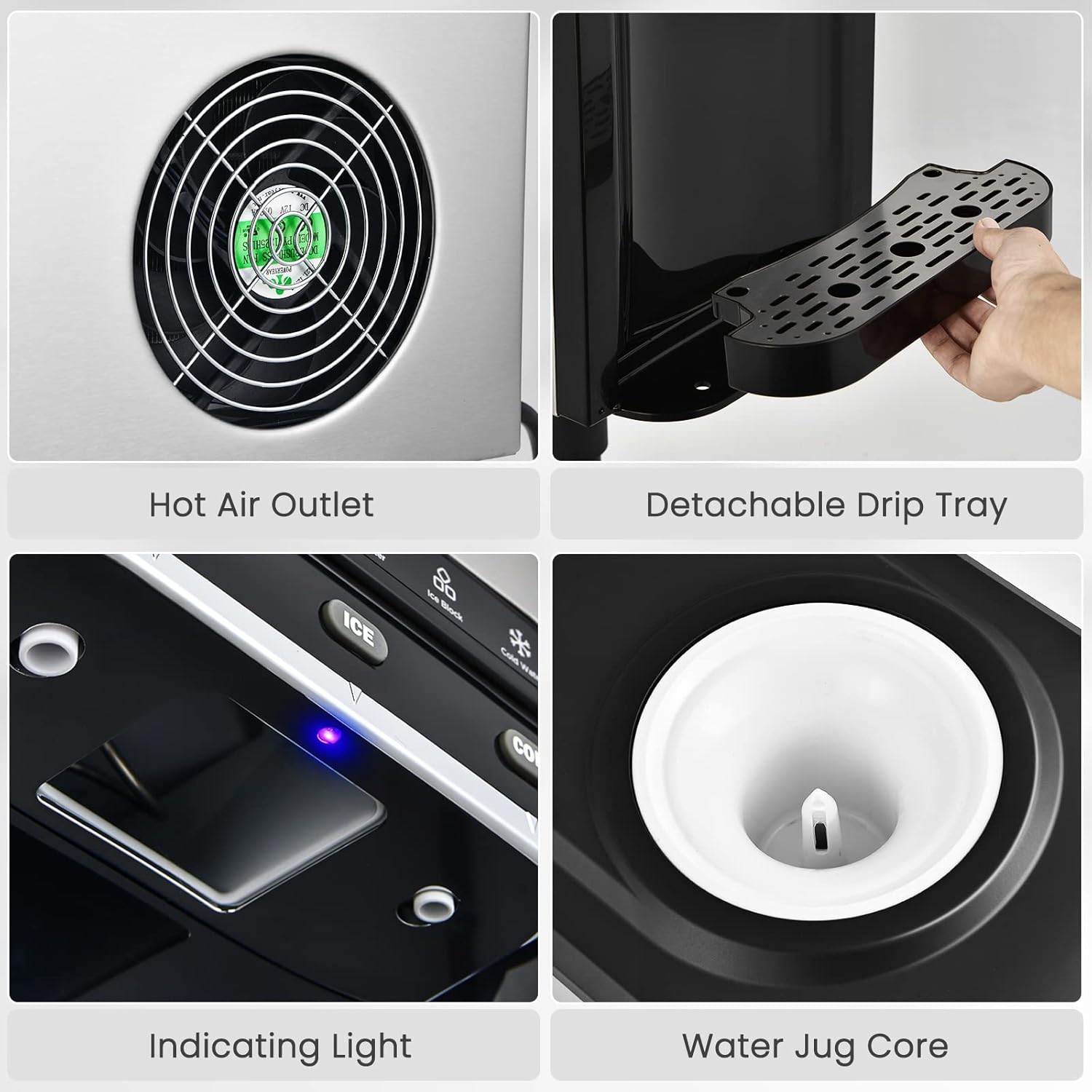 COSTWAY Water Dispenser with Ice Maker, 3-in-1 Countertop Hot Cold Cooler G403