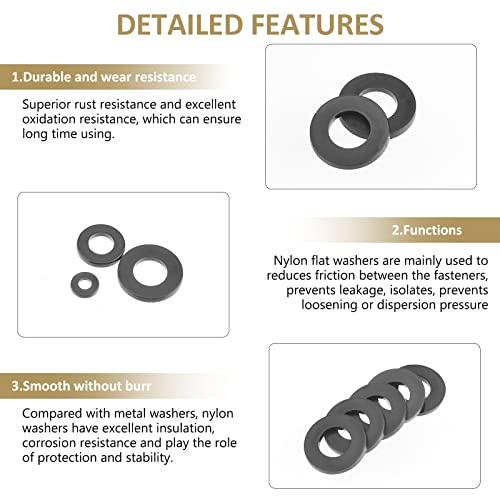 Kindroufly 9 Sizes Nylon Flat Washers Assortment Kit I3145