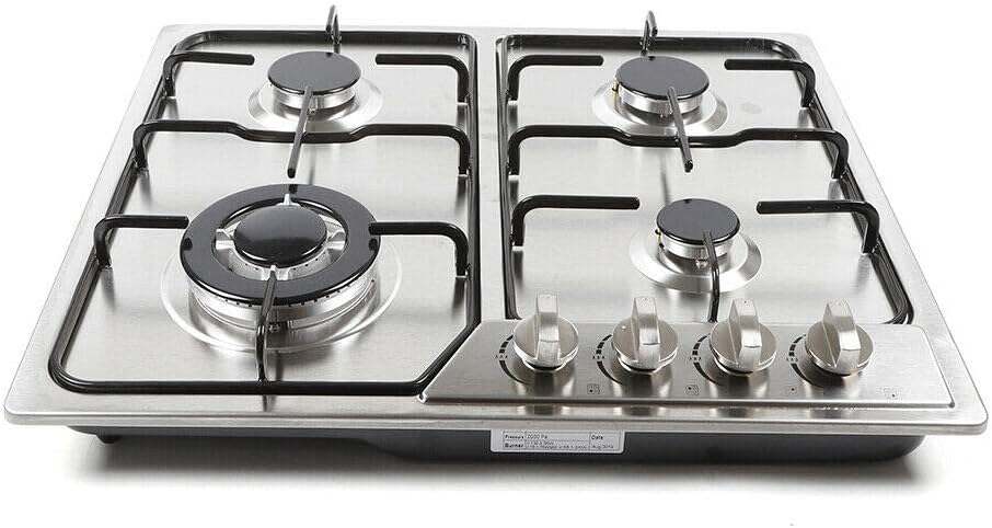 Gas Cooktop 23 inches 4 Burners Gas Stove - gas hob stovetop Stainless Steel Cooktop 4Sealed Burners Cast Iron Grates Built-in Gas Stove Top LPG/NG Gas Cooktop Thermocouple Protection