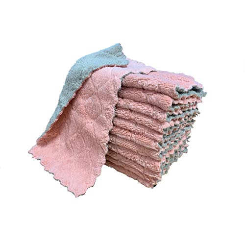 kimteny 12 Pack Kitchen Cloth Dish Towels, Absorbent Coral Velvet, Washable A1595