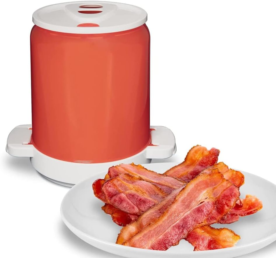 Microwave Bacon Cooker, Bacon Cooker for Microwave Oven,Splash-Proof Microwave Bacon Tray with Lid, Holds 12 Strips of Bacon, Reduces Fat by 60%, Microwave Kitchen Accessories