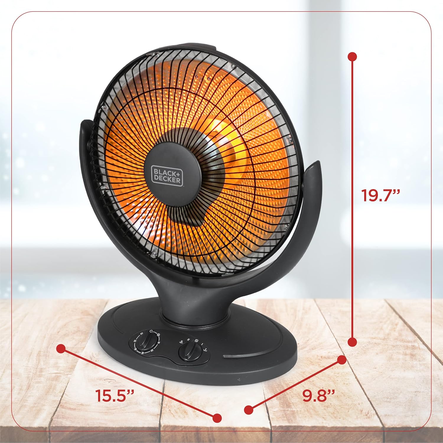 BLACK+DECKER Portable Oscillating Space Heater for Bedroom, Overheat Protection, Timer L36511
