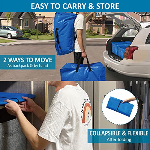 6 Pack Heavy Duty Extra Large Moving Bags with Backpack Straps & Vacuum Storage Bags W441