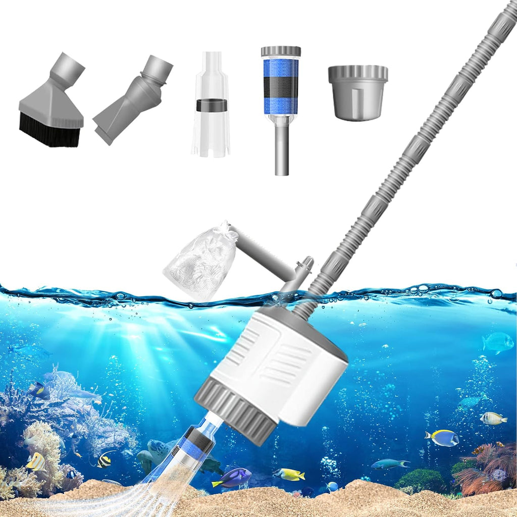 Aquarium Vacuum Gravel Cleaner Siphon Kit, 6 in 1 Automatic Fish Tank Cleaning Tools Multifunctional Fish Tank Cleaner Water Changer Circulation Wash Sand Filter 110V, 50Hz, 30W, 320GPH