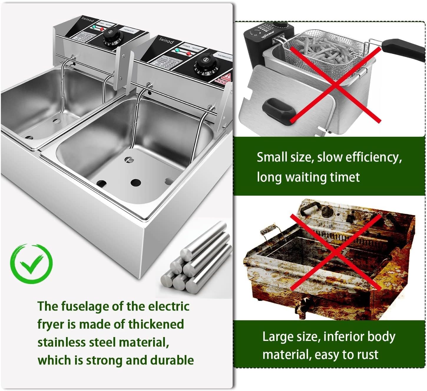 Commercial Deep Fryer with Basket 12L Adjustable Temperature K825478