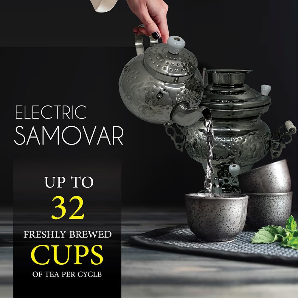Electric Stainless Steel Samovar Tea Kettle with LED Temperature Display, 1 Liter L282