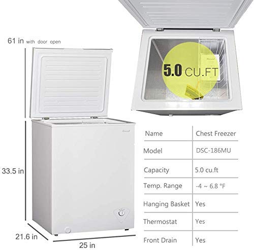 Smad Chest Freezer 10 Cu.Ft with 3 Removable Baskets and Lock, White P437514