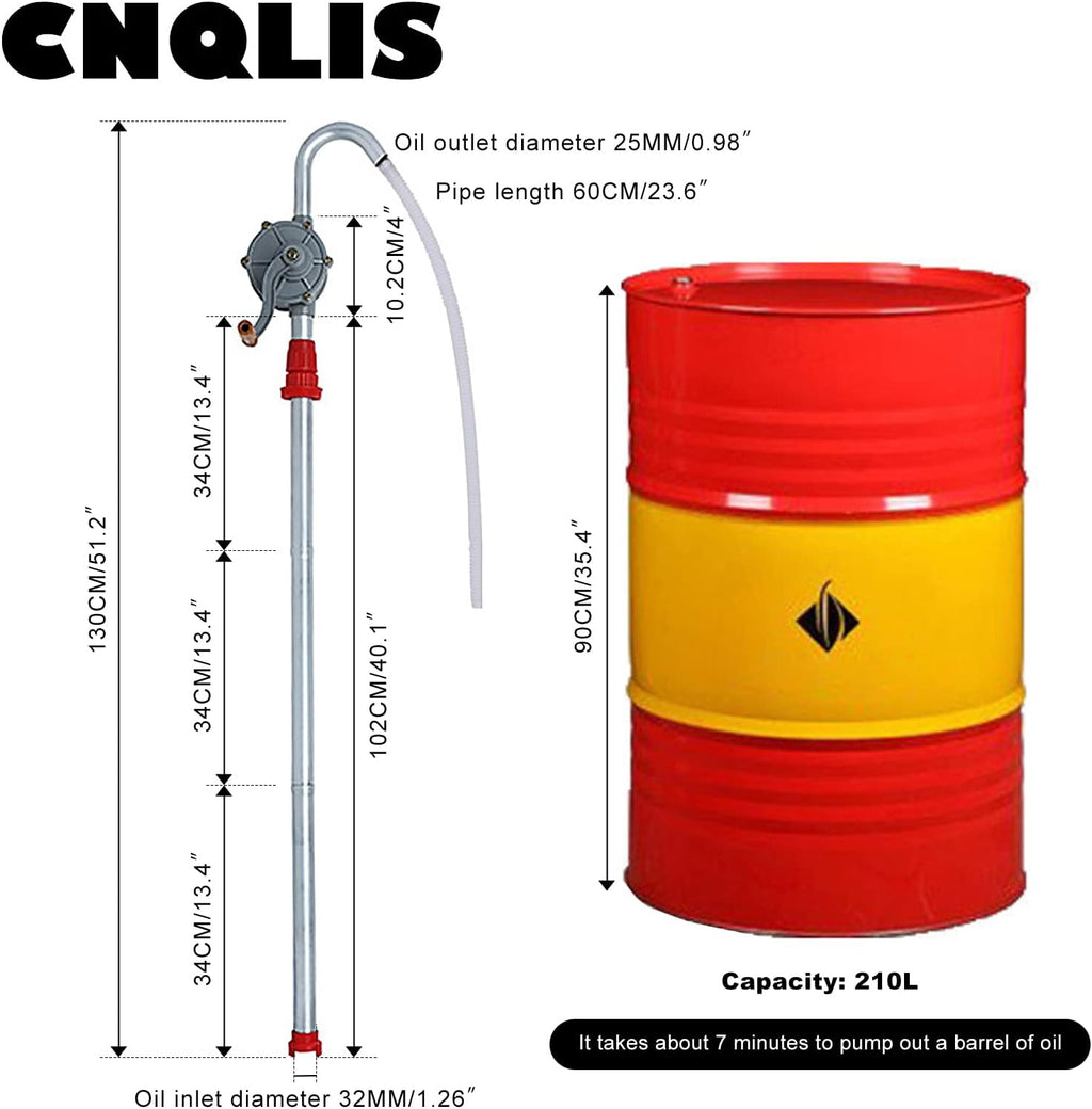 Aluminum Drum Pump for 15-55 Gallon Barrels, Rotary Hand Pump for Fuel Oil Diesel C54591