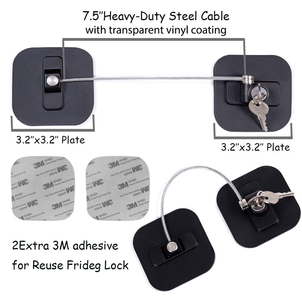Refrigerator Lock with Keys for Child Proof, Black, 1 Pack J798148