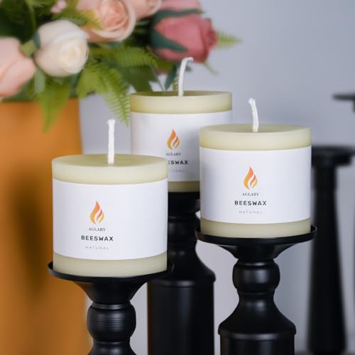 AGLARY Pure Natural Beeswax Pillar Candle, Long Burning Q94585