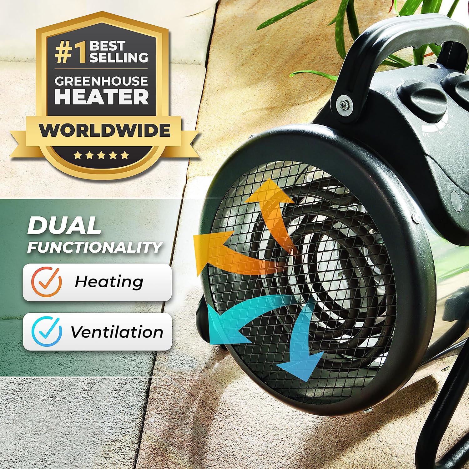 PAL 2.0/USDT Palma Greenhouse Heater with Thermostat, 11" x 8" x 12.5", 110V X343889
