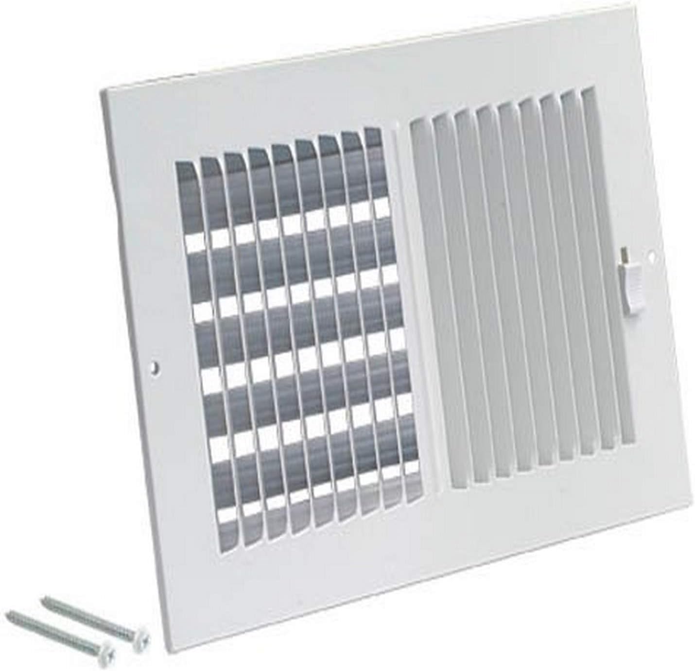 EZ-FLO 14 x 8 Inch (Duct Opening) White Air Vent Cover for Wall or Ceiling, Two-Way Ventilation Register, 15-3/4 Inch x 9-3/4 Inch (Overall Dimensions), Solid Steel HVAC Cover, 61662