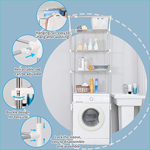 Hershii 3-Tier Over The Toilet Storage Rack with Hanging Rod I552