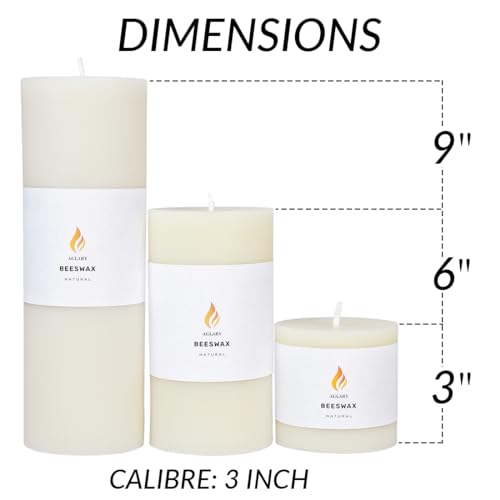 AGLARY Pure Natural Beeswax Pillar Candle, Long Burning Q94585