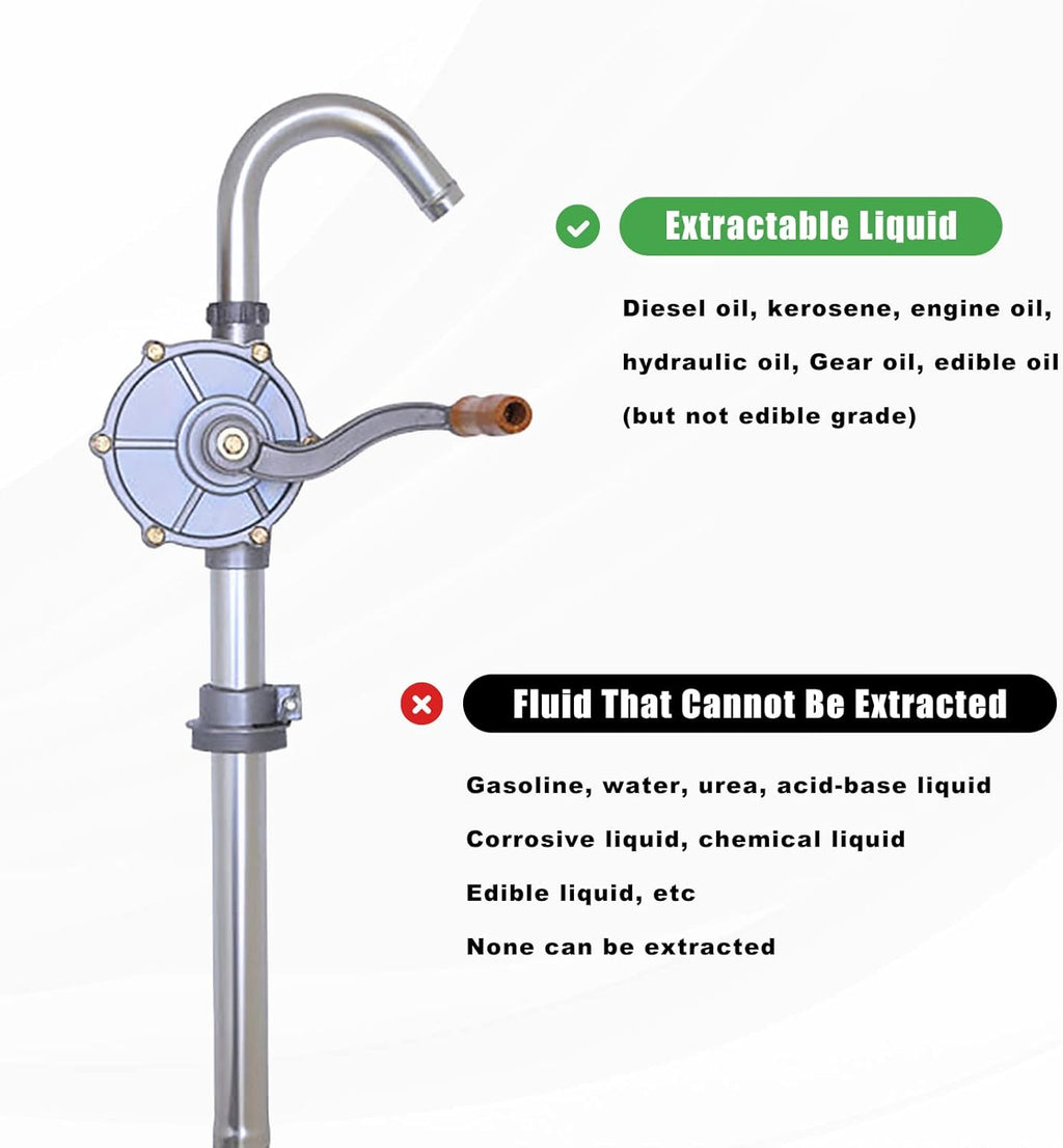 Aluminum Drum Pump for 15-55 Gallon Barrels, Rotary Hand Pump for Fuel Oil Diesel C54591