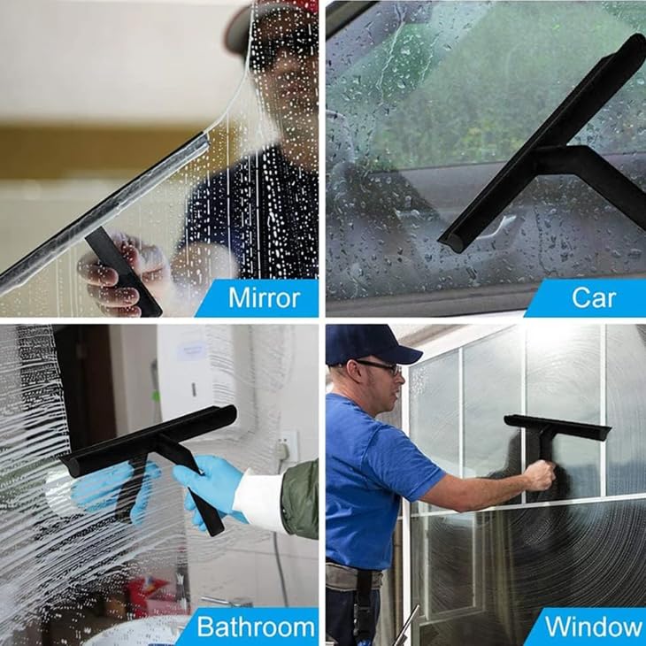 Glass Wiper Scraper Shower Squeegee with Silicone Holder H3697