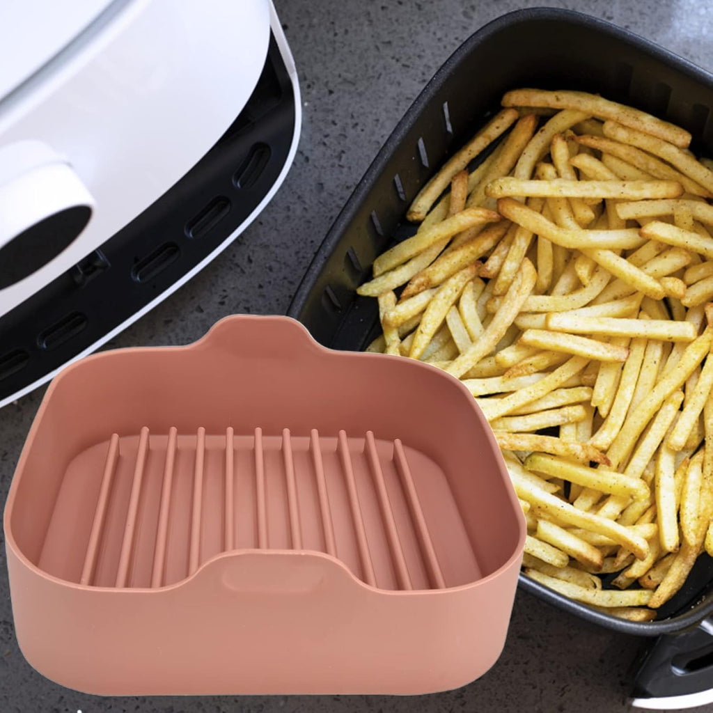8 Inch Silicone Air Fryer Basket Liners, Non-Stick Reusable, Coffee N59982