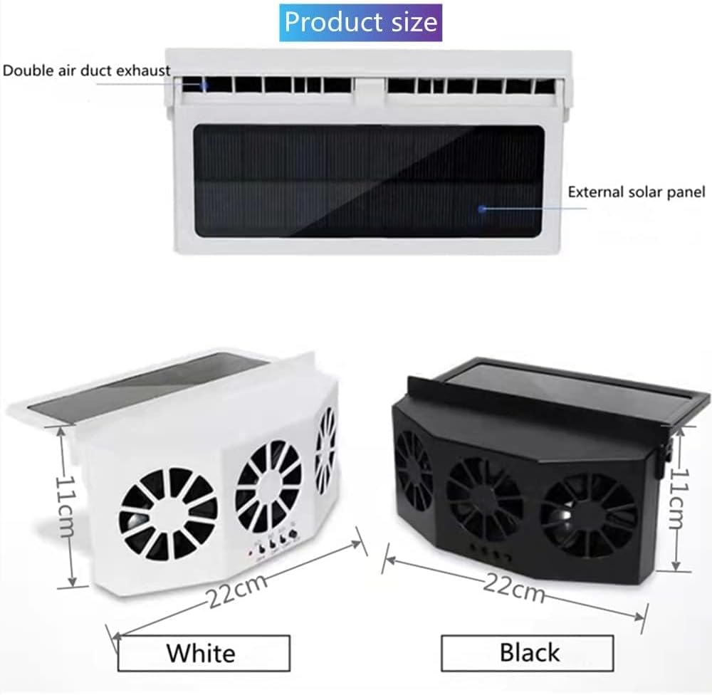 Portable Solar Powered Car Window Fan, 12V Auto Ventilation Exhaust Cooling Fan Q979