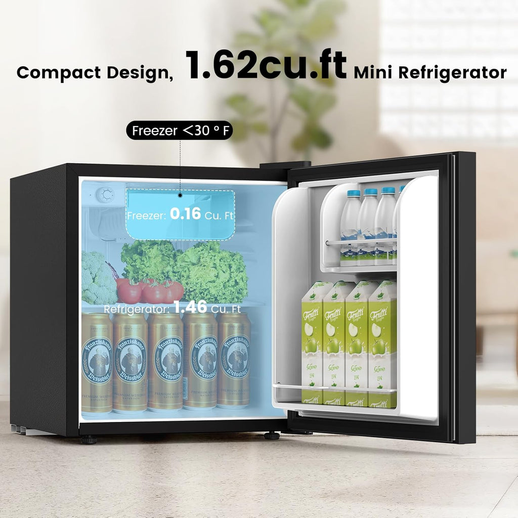 COWSAR Compact Refrigerator 1.62 Cu Ft Mini Fridge with Freezer, Black H312887