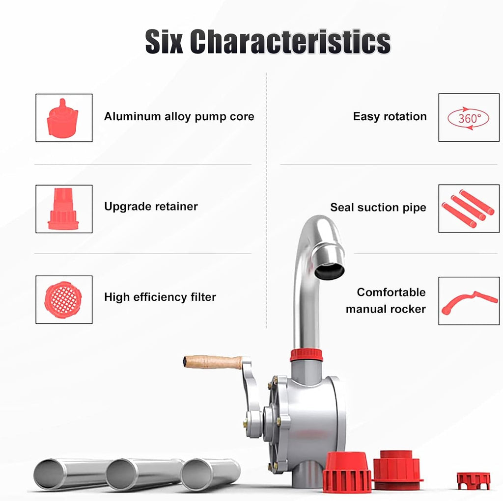 Aluminum Drum Pump for 15-55 Gallon Barrels, Rotary Hand Pump for Fuel Oil Diesel C54591