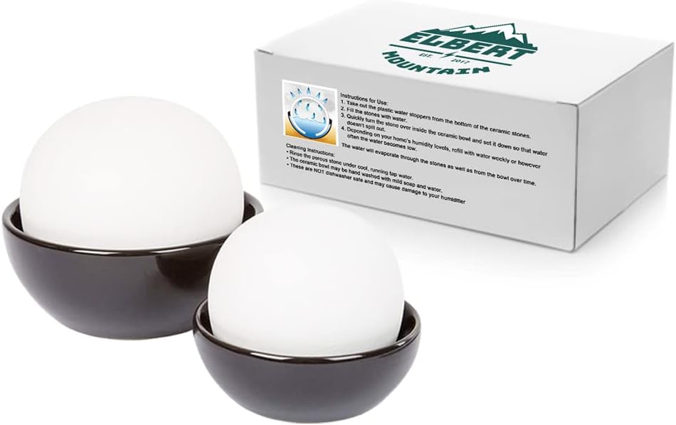 Natural Stone Room Humidifier - Small, Cordless, Raw Water Ceramic - No Electricity or Batteries needed - Decorative Stones, Cute Humidifier for Single Room/Bedroom - Humidifier for Babies - Set of 2