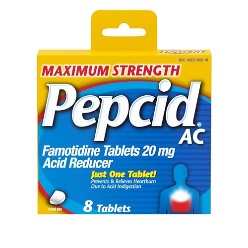 Pepcid AC Maximum Strength, 20 mg Famotidine for Heartburn Prevention & Relief, 8 Ct