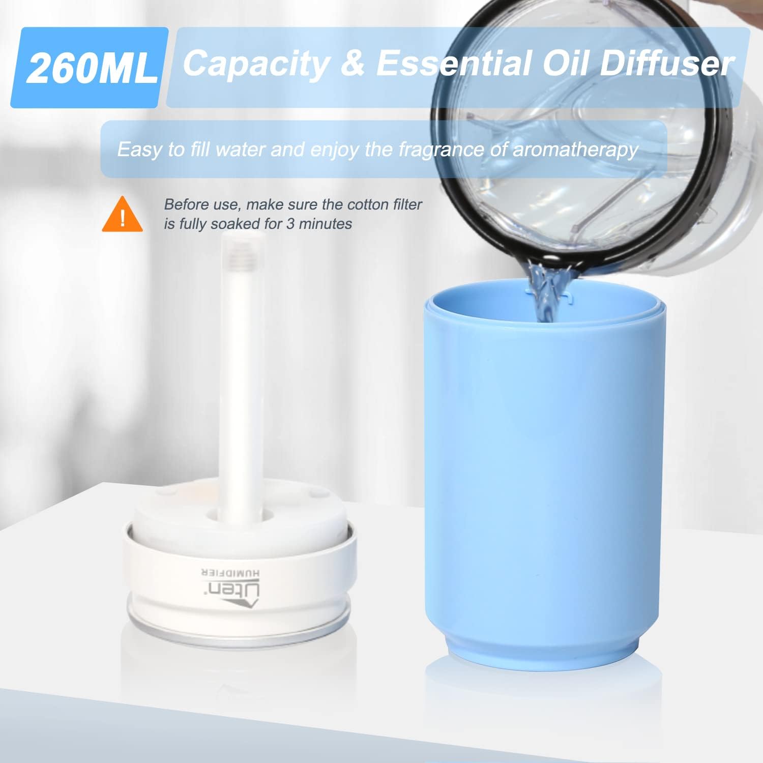 Portable USB Humidifier for Bedroom, Home, Office, Car, 2 Mist Modes, Night Light U564