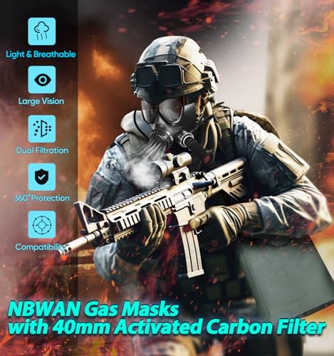 NBWAN Full Face Gas Mask Respirator with 40mm Activated Carbon Filter B917