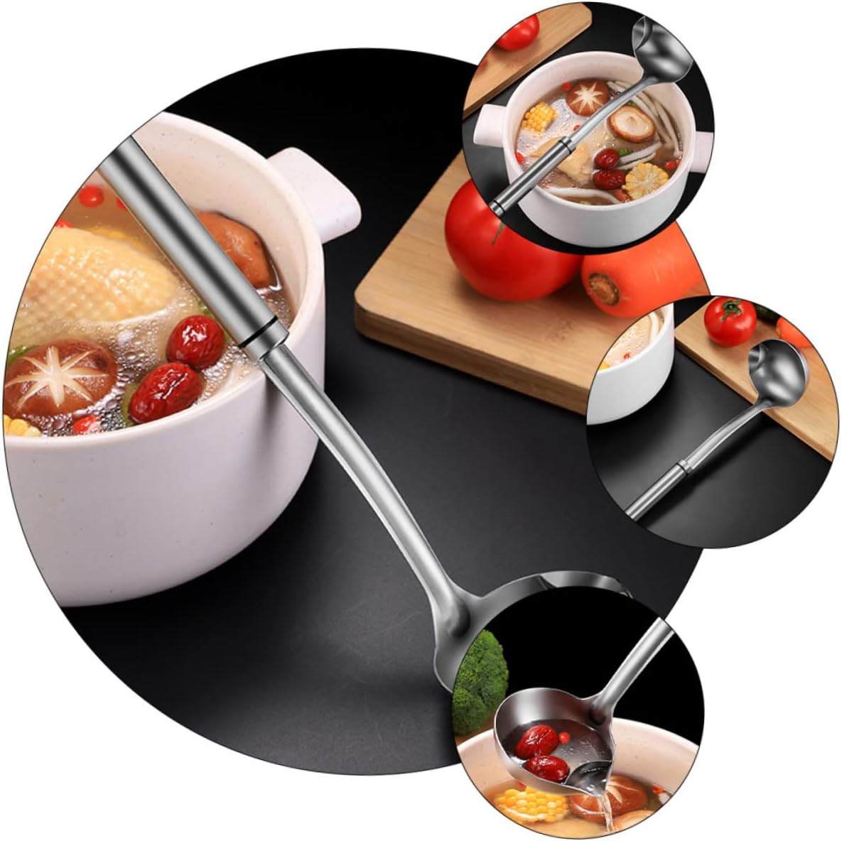304 Stainless Steel Oil Filter Spoon Kitchen Strainer Ladle Q9255