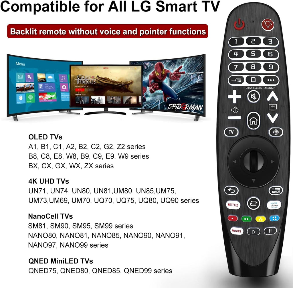 LG TV Remote Control Replacement, Backlit Universal for LG Smart TVs Z6963