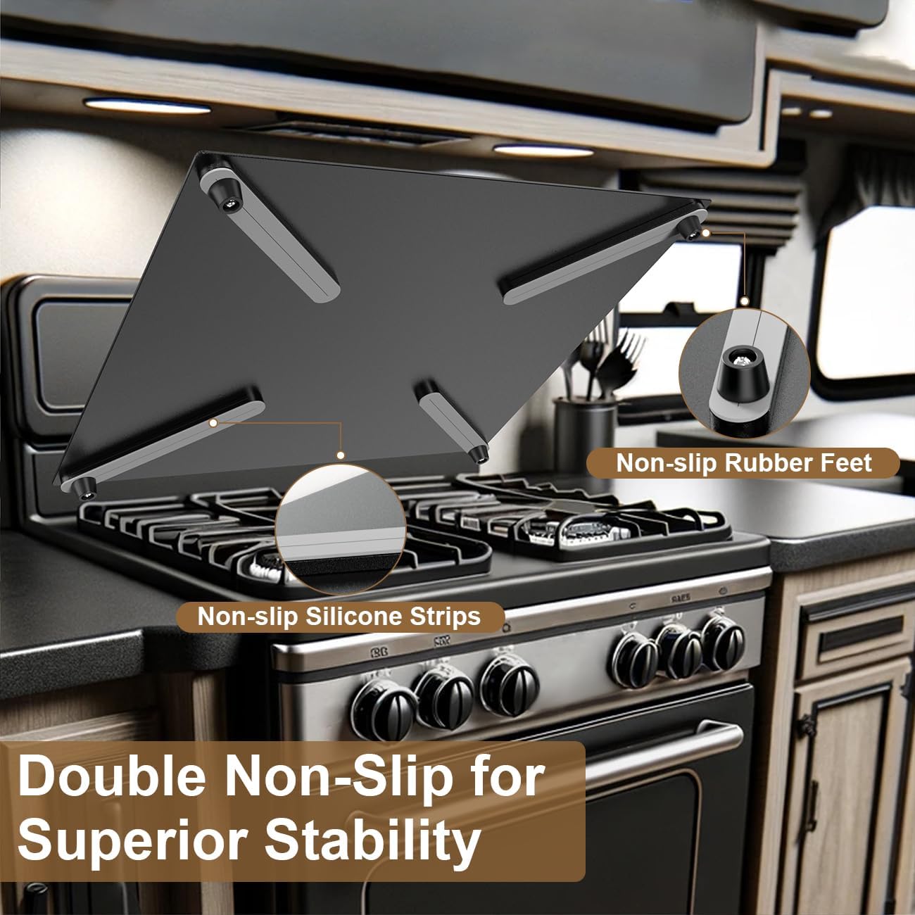Aluminum RV Stove Top Cover & Gas Burner Board, Non-Slip, 19.6" x 17" Z445927