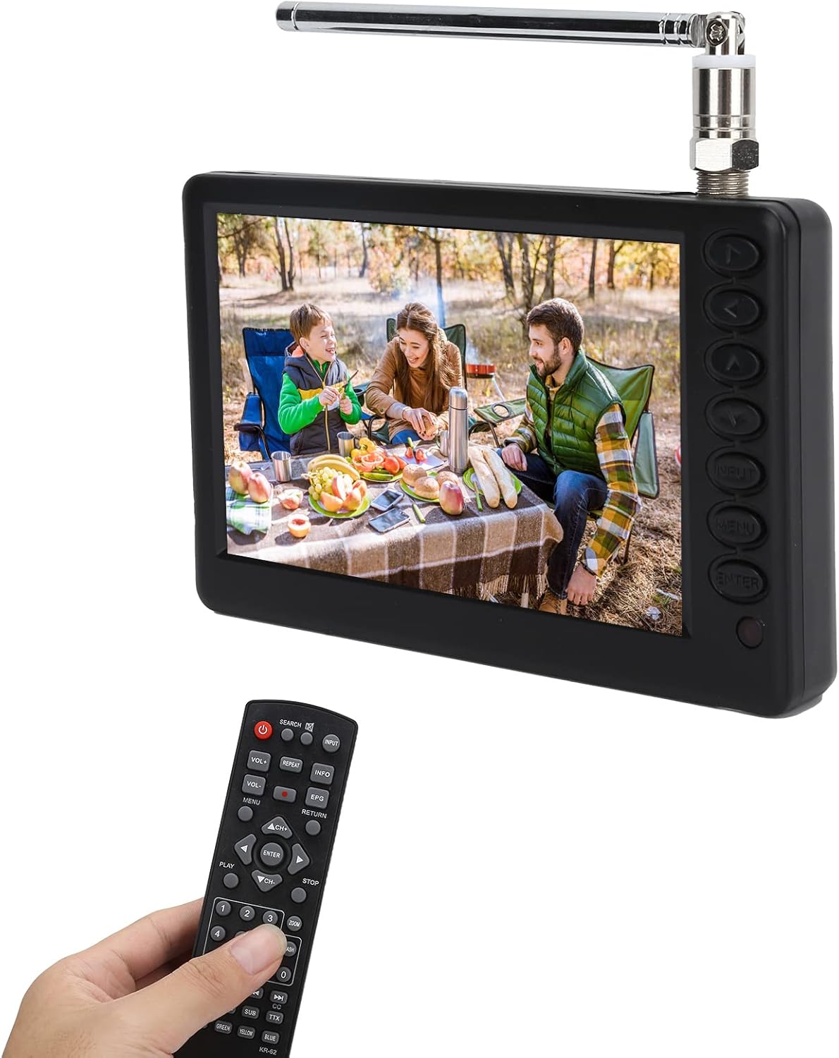 Zyyini 5 Inch TV, 1080P Pocket Car TV with Antenna, Portable Digital TV with 1500mAh Rechargeable Battery, Support USB and TF Card Play, for Traveling,Camping,Seniors,Kids