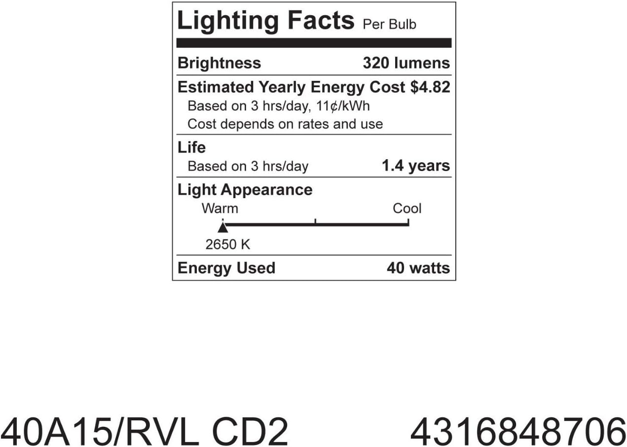 GE Lighting 48706 40-Watt Reveal A15 Appliance Bulb, 6 Pack O135863