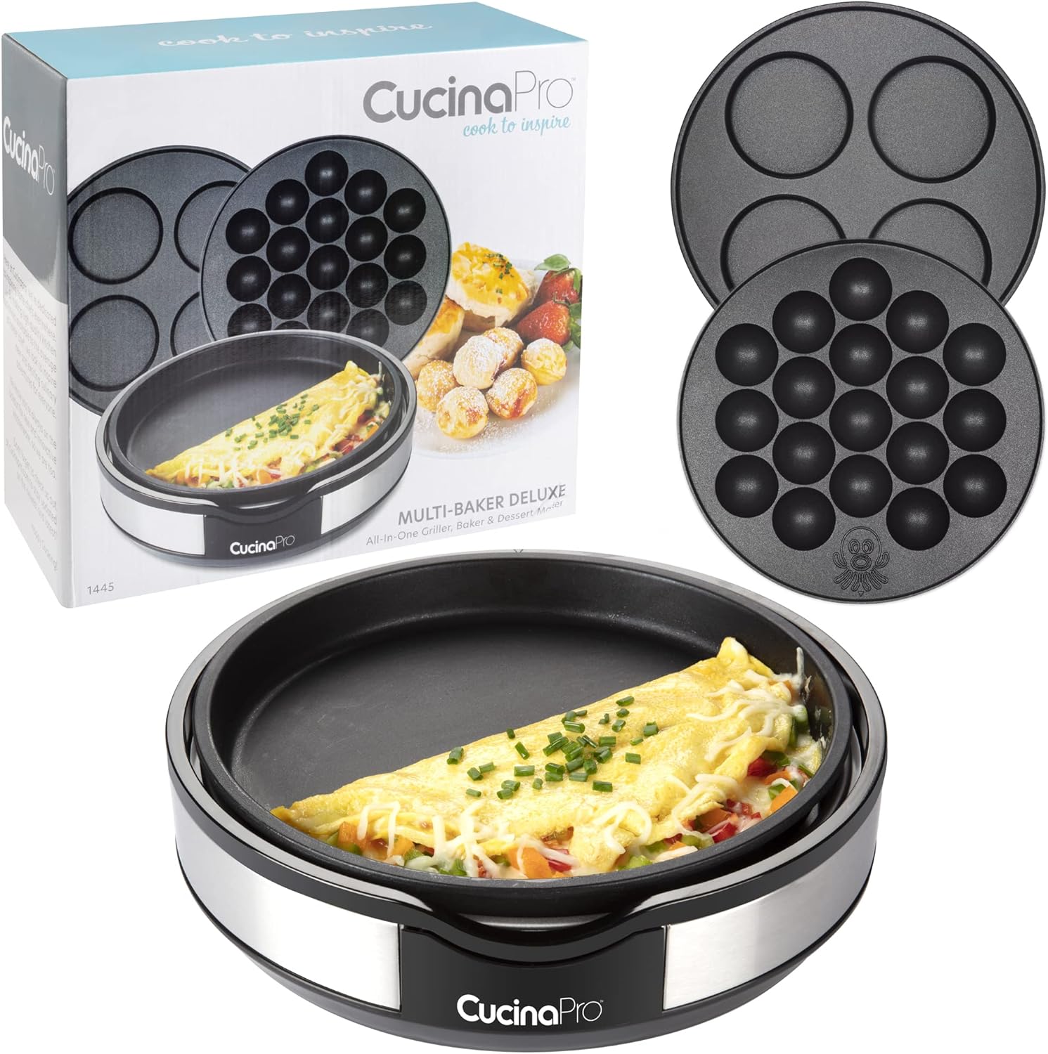 Multi Baker Deluxe Electric Appliance with Temp Control and 3 Interchangeable Skillets P9785