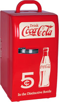 Coca-Cola Retro 18 Can Mini Fridge 22L (23 qt), AC/DC Portable Cooler for Snack Lunch Drinks, Includes 12V and AC Cords, for Home Office Dorm Cottage, Red and White