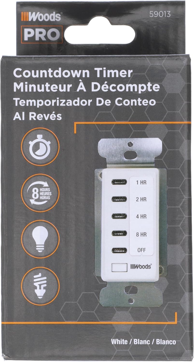 Woods 59013 in-Wall Timer, 120V, 15A, White W66114