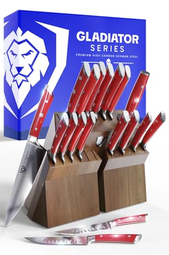 DALSTRONG Knife Set Block - Gladiator Series Elite - German HC Steel - Wood Stand - NSF Certified
