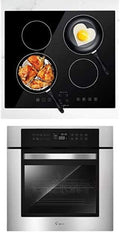 Empava 24" Electric Stove Induction Cooktop with 4 Power Boost Burners Smooth Surface Vitro Ceramic Glass & Electric Single Wall Oven 10 Cooking Functions LED Digital Display Touch Control