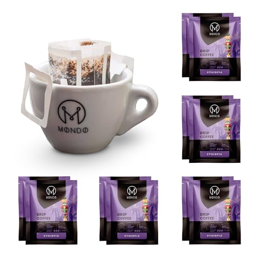 Mondo Coffee - Drip Coffee, 100% Arabica Ground Coffee, Compact, Disposable Coffee Ground Filters, Gourmet Quality Coffee Pouches for Camping, Travel, Office or Home, 10-Pack