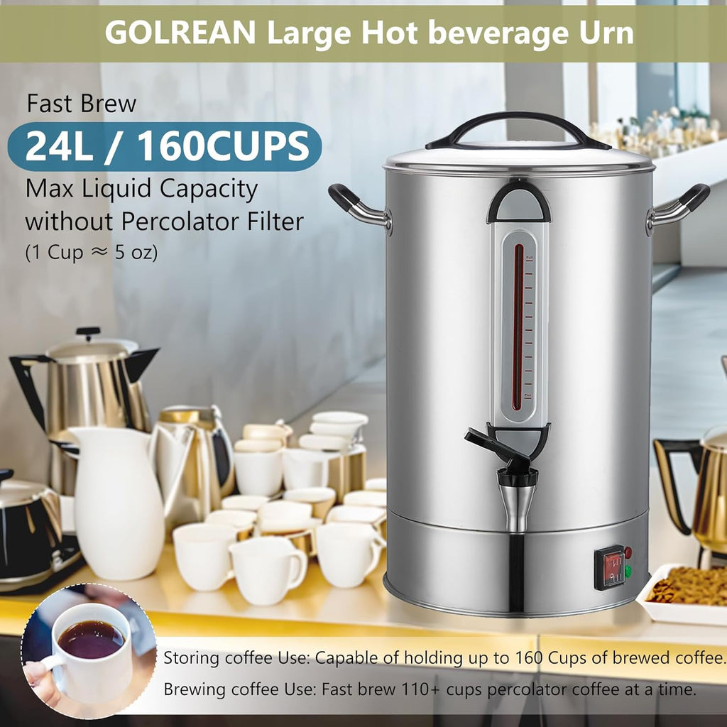 Commercial Coffee Urn 24L 160 Cup Stainless Steel U26582