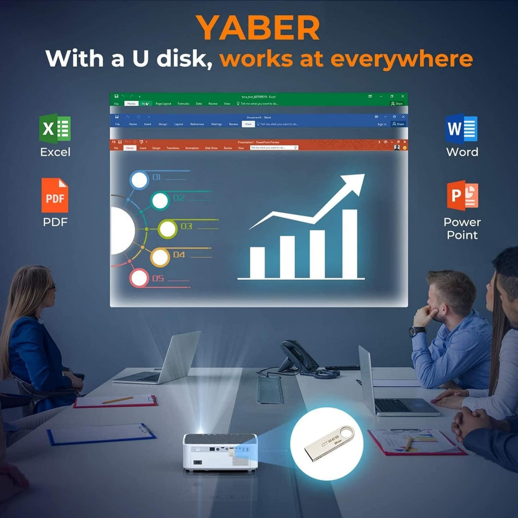 YABER V6 Native 1080P Portable Smart Home Projector with WiFi and Bluetooth W58466