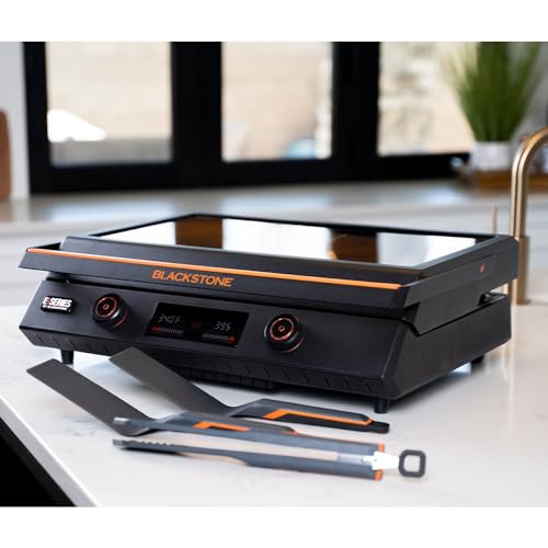 Blackstone 22-Inch Electric Griddle with Ceramic Titanium Coating and Glass Hood M355
