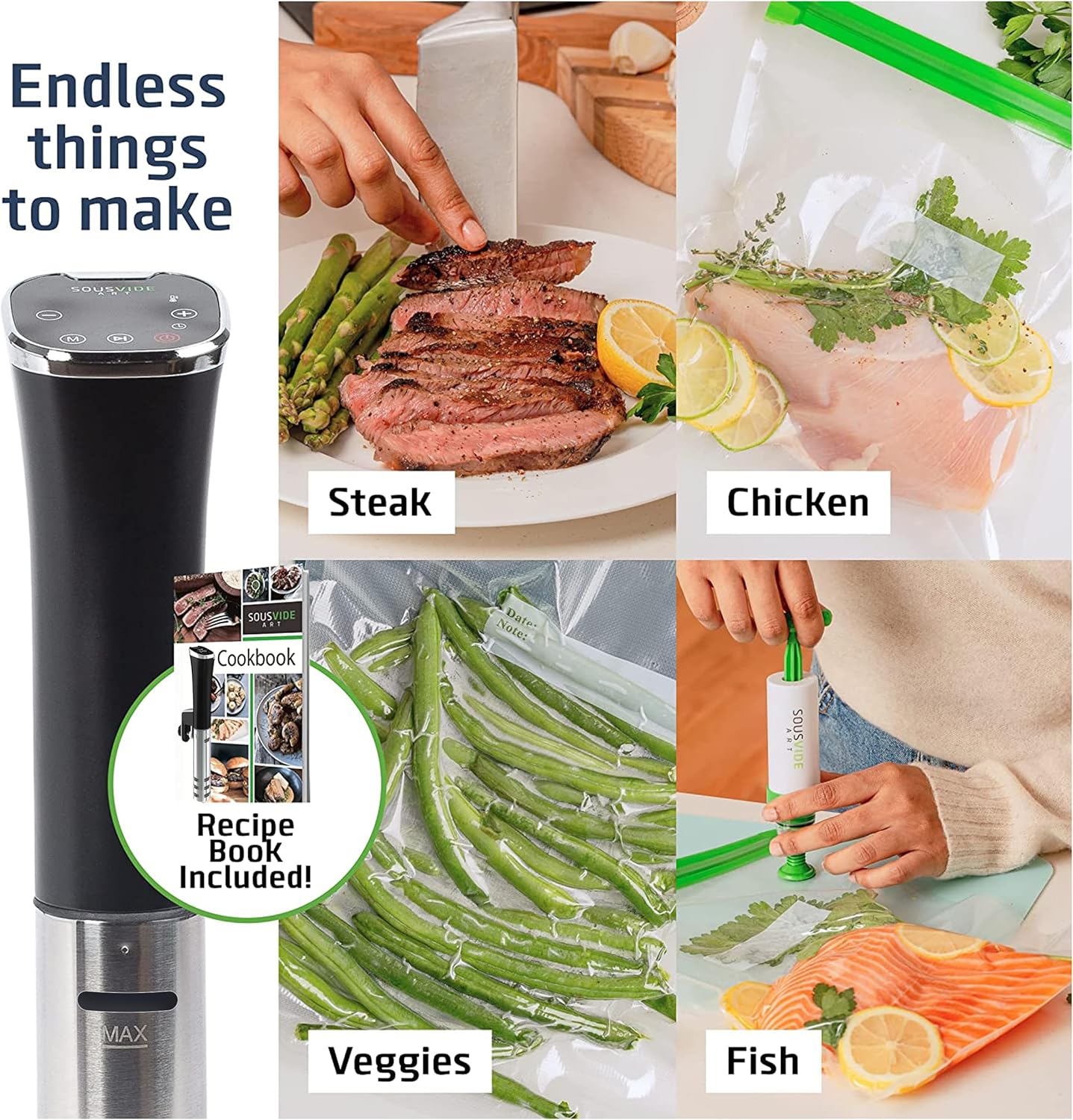 SOUSVIDE ART Sous Vide Immersion Cooker Kit with Digital Timer and Temp Control K88976