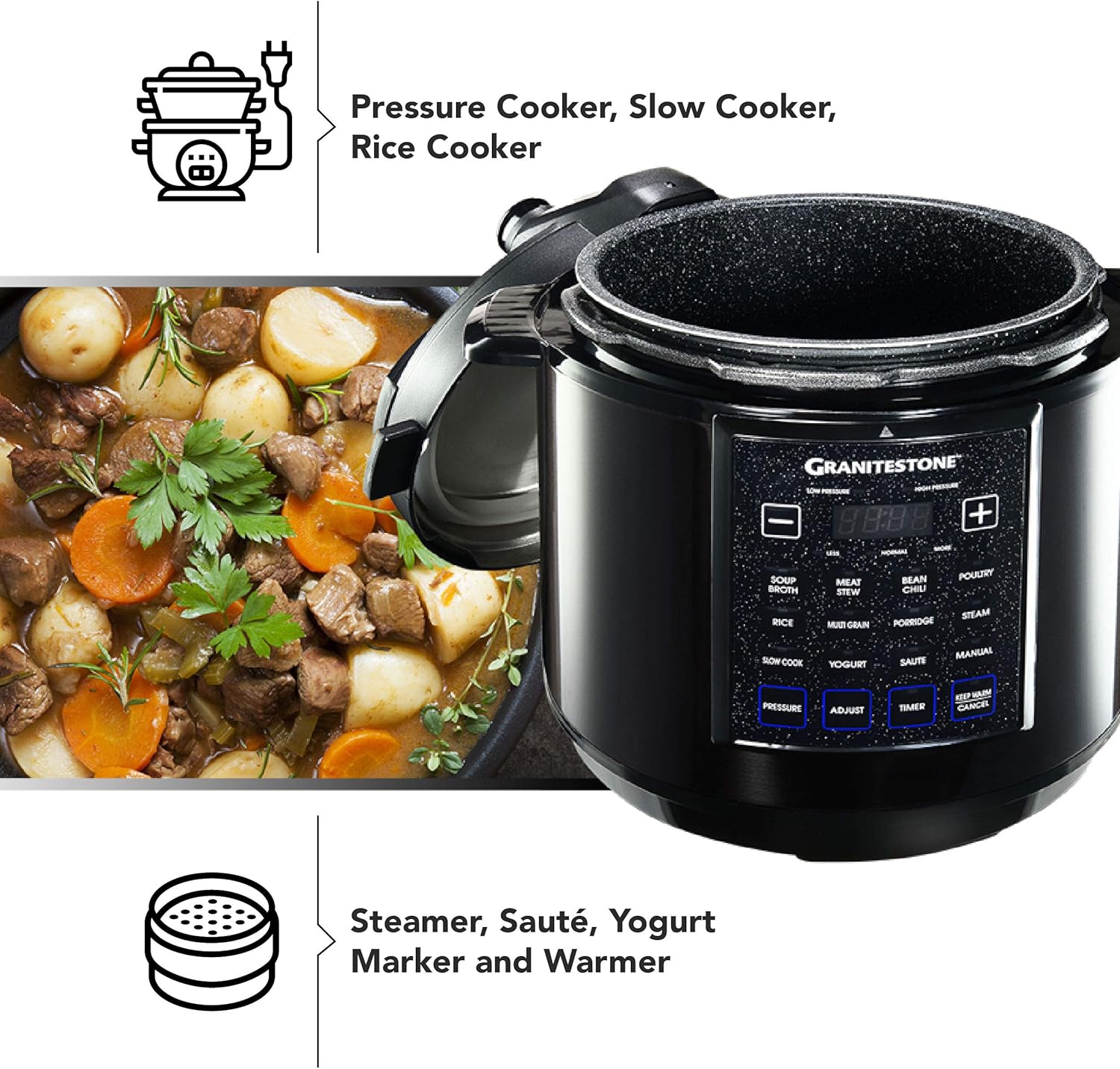 Granitestone 12-in-1 Multicooker 6 Quart with LED Display A391