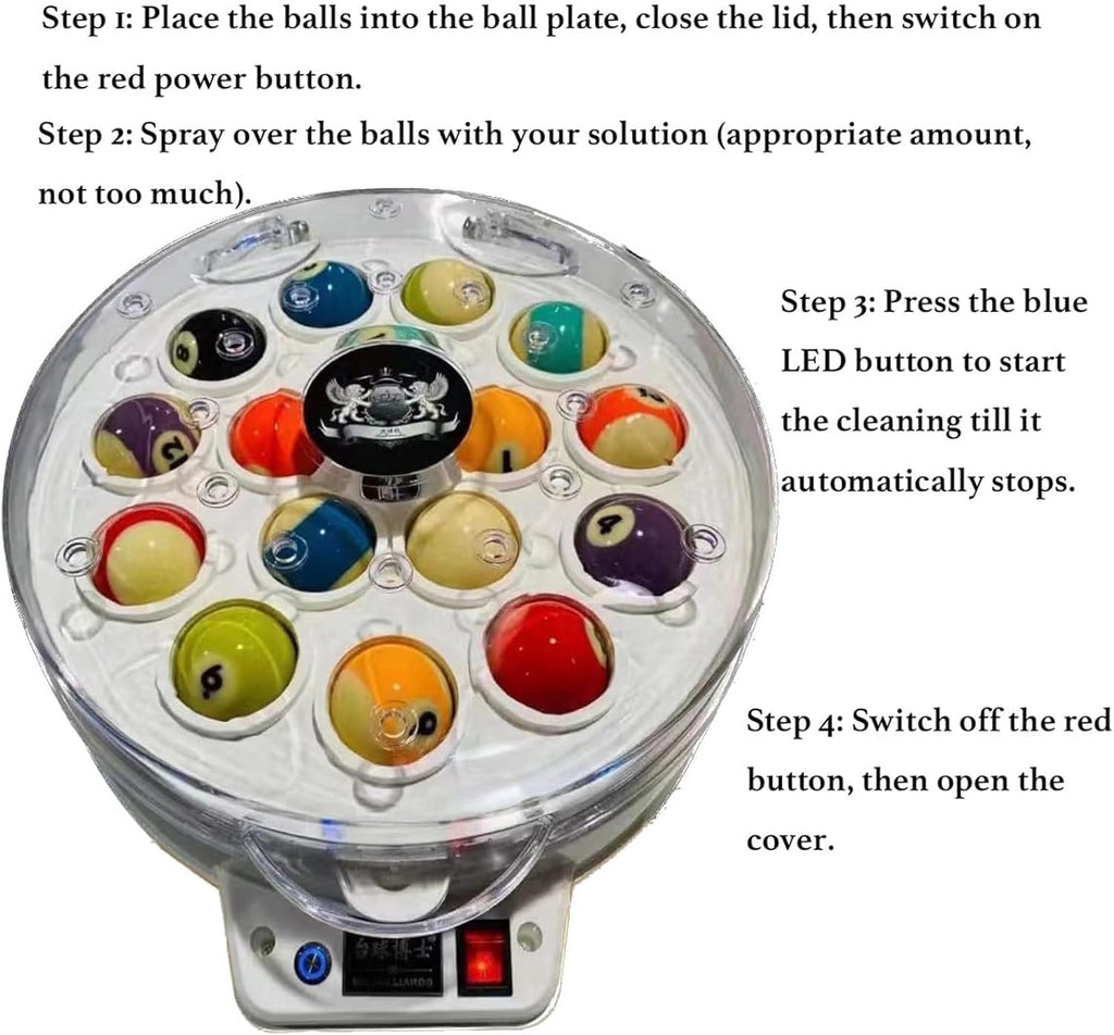Pool Ball Polisher 2 in 1 Cleaning Machine for 16/22 Billiard Balls K937353