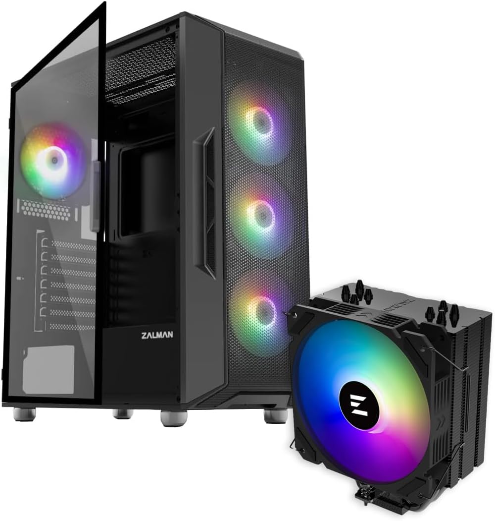 Zalman i3 NEO ATX Mid Tower Gaming PC Case + CNPS9X ARGB Black High Performance CPU Cooler