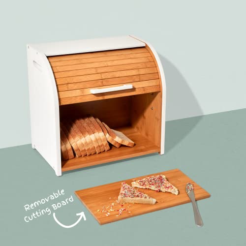 HOMEFULLY Bamboo Double Layer Roll Top Bread Box for Kitchen Countertop U1809