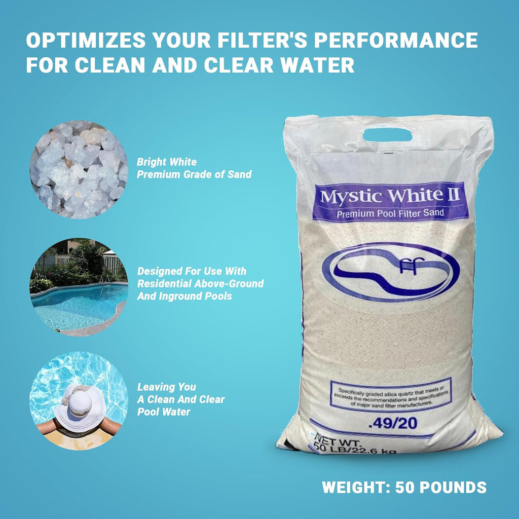 Mystic White II Swimming Pool Filter Sand Refill, 50 lb, 4 Pack B6370